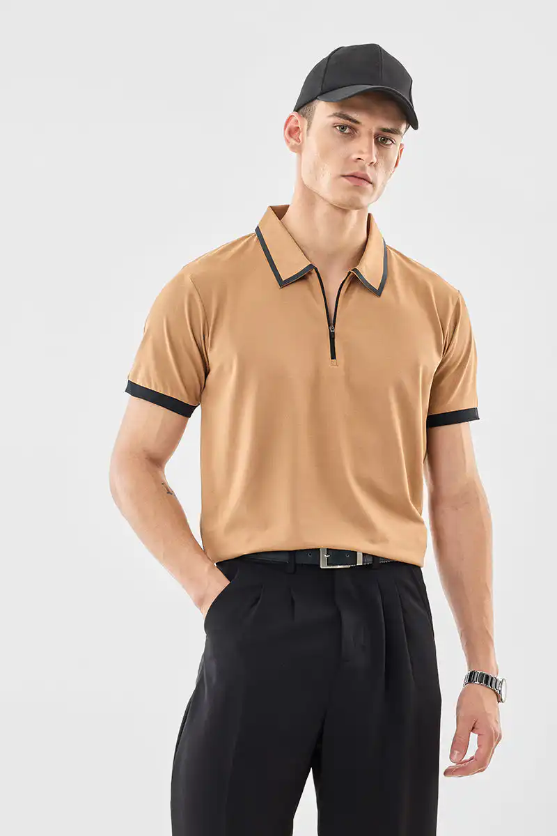 Regular Fit Zipper Polo T-Shirt - Image 2